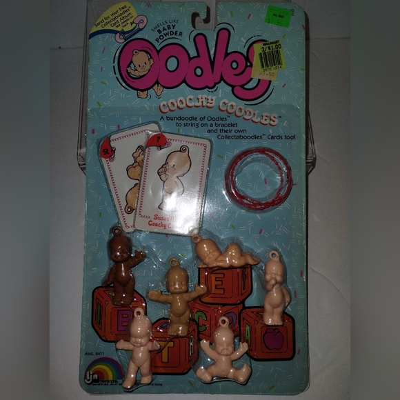 Vintage LJN Oodles Dolls 7 - 12 Coochy Coodles Figures w/Cards & Bracelet NIP - Picture 7 of 8